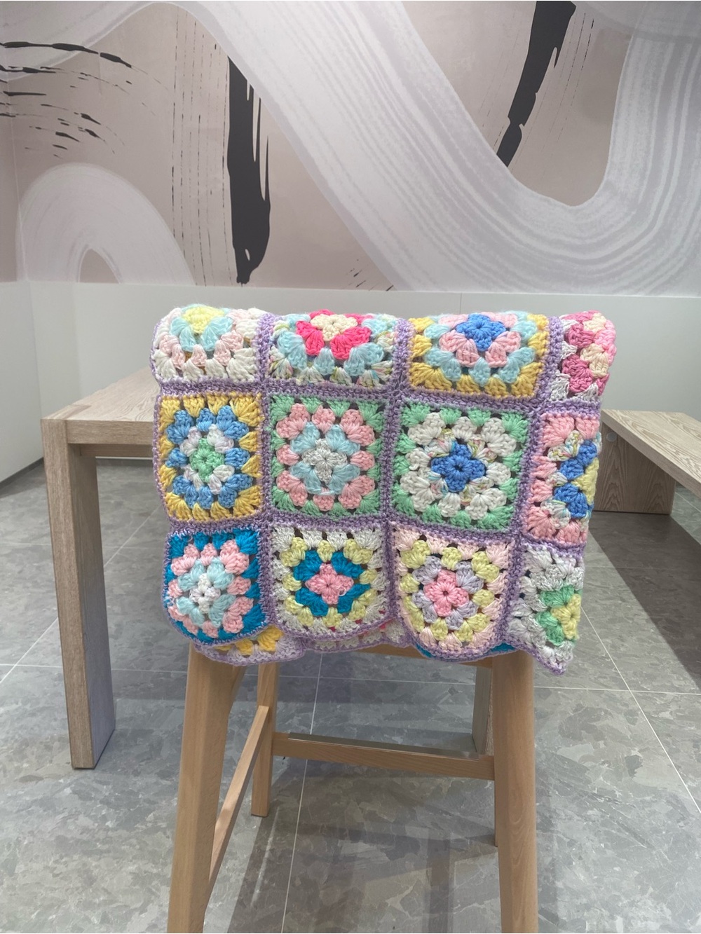🌸 Vintage Handmade Granny Crochet Blanket 37 inches - 42 inches🌸